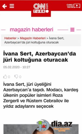 Türk mediası İvana Sərtin Roza ilə layihəsindən yazdı 