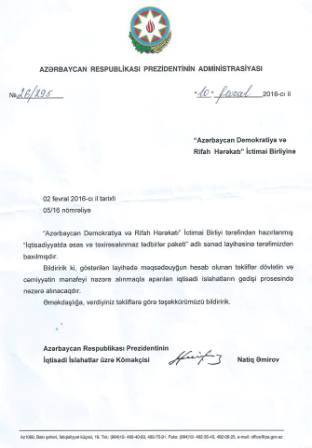 Hakimiyyət müxalifətdən gələn təkliflərə nümunəvi reaksiya verdi