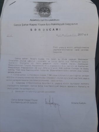 Gəncənin icra başçıları saxta sərəncamlar satmaqla prezidentə qarşı sabotajla məşğuldur