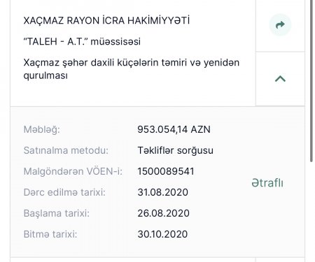 Xaçmazın icra başçısının TENDER OYUNU...